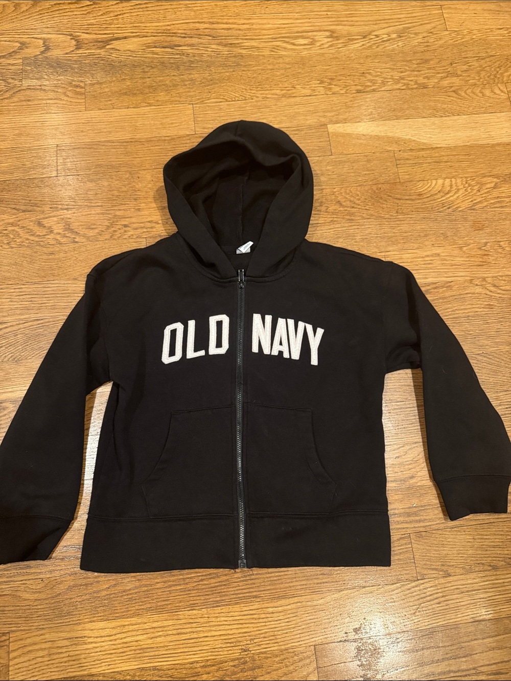 Old Navy Black Zip-Up Hoodie with White Logo